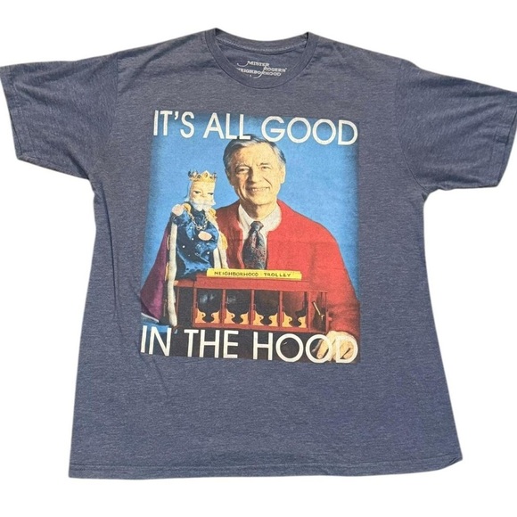 Blue cotton blend  "It's All Good in the Hood" tee #MisterRogers #90s - Picture 1 of 5